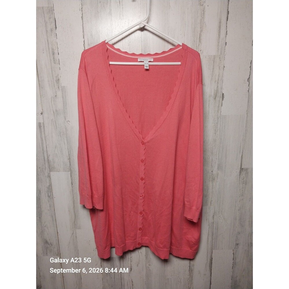 Isaac Mizrahi Live Scallop Trim Cardigan Size 5X